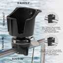 HITORHIKE Boat Cup Holder with Mount 2 Ways to Use Multifunctional Pontoon Cup Holders for Boats Rail Mount，Perfect for Fishing Lures,Knife and Other Accessories (Cup Holder x1+Rail Mount x1)