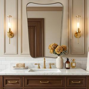 ANDY STAR Irregular 24"x30" Brushed Gold Bathroom Vanity Mirror