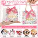 Yexiya 40 Pack Graduation Gift Bags Bulk Class of 2026 Pink Floral Graduation Party Bags 5.5" Congrats Grad Treat Bag for Gifts with Handles and Bow Ribbon Grad Paper Treat Gifts for Party