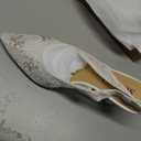 Slingback Wedding Heels for Women Bridal Lace Mesh Kitten Heel Closed Pointed Toe Pearl Pumps Shoes (6)