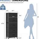 OLIXIS Tall 5 Drawer Fabric Dresser Storage Tower Bedroom Organizer, Black | Storage Unit with Removable Bins, Chest of Drawers with Sturdy Steel Frame, Tall Dressers for Closet, Living Room, Entryway