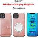 Bocasal Wallet Case for iPhone 14 Plus Compatible with MagSafe Magnetic RFID Blocking Detachable Premium PU Leather Flip Case with Card Slots Holder Kickstand Wireless Charging 6.7 Inch (Rose Gold)