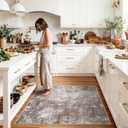 Washable 5x5 Area Rug Square Non-Slip Soft Indoor Rug for Kitchen Living Room Entryway Bathroom Modern Abstract Neutral 5ft Rug (Brown Beige, 5x5)