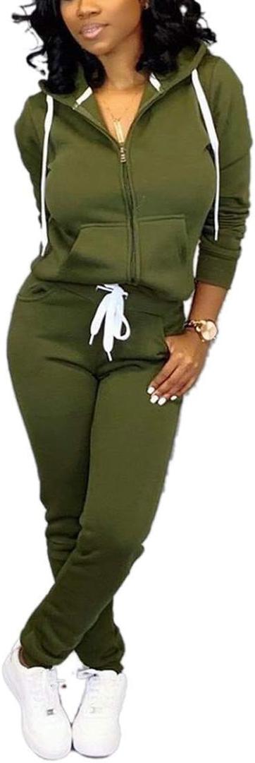 Nimsruc Jogging Suits for Women 2 Piece Casual (X-Large, Army Green)