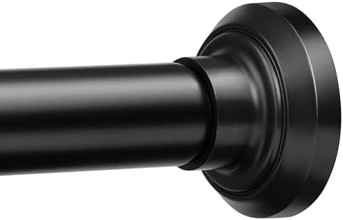 ENJOYBASICS Matte Black Shower Curtain Rod 30 to 76 Inches, 1 Inch Stainless Steel Adjustable Spring Tension Rods No Drill for Bathroom, Closet, Window, Room Divider, Never Rust, Non Slip