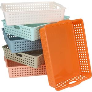 6 Pack Paper and Turn in Trays Classroom, A4 Plastic Stackable Organizer Trays with 6 Pastel Colors, Letter Trays for Teachers, School, Office, Home Desk Organization & Storage