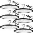6 Pack 150W UFO Led High Bay Light Fixture,5000K Daylight Commercial Shop Bay Lighting,120VAC,21000LM,[650W MH/HPS Equiv.] US Plug Area Lighting for Warehouse/Barn/Gym/Factory/Workshop