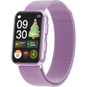 MorePro Health Fitness Tracker with Blood oxy-gen Monitor and 24/7 Heart Rate and Blood Pressure, Sleep Monitor, 120+ Sport Modes Waterproof Fitness Watch for Women Men Android iOS, Orchid Purple
