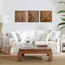 Musanpou Wooden Geometric Home Wall Decor Slatted Wood Design Wall SculptureSet of 3 Wood Wall Art decorateBoho Bathroom Bedroom Living Room rustic Home Decoration