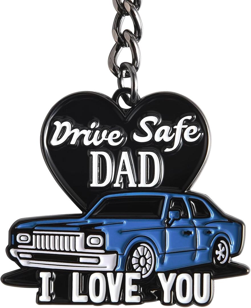 9 x Drive Safe Keychain for Dad-I Love you Dad Gifts from Daughter Son Wife, Key Chain Gifts Idea for Daddy Father’s Day, Christmas, Birthday with Gift Box and Note Card