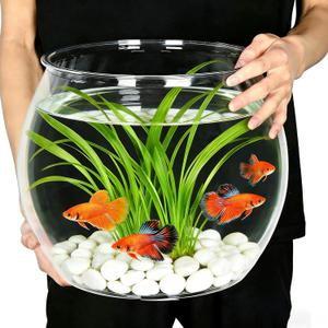 5 Gallon Plastic Fish Tank Large Clear Classic Round Bowl Sturdy Jar