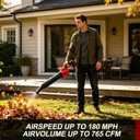 Cordless Leaf Blower,Electric Blower with 765CFM&180MPHLightweight Leaf Blower for Lawn Care Blowing Leaves, Patio Cleaning Dust with Brushless Motor&6 Speed Control Batteries&Charger Not Included