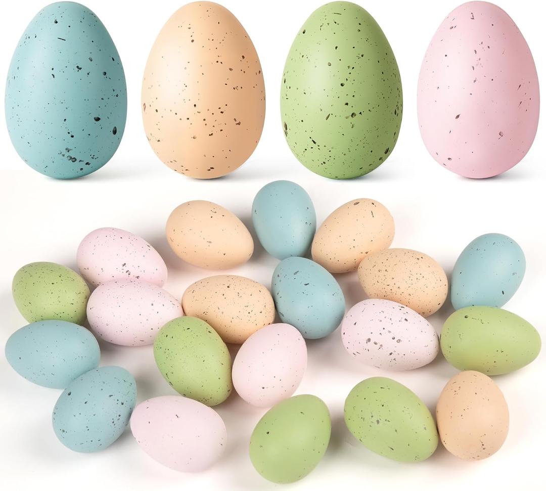 24/16/36 Pcs Easter Speckled Eggs, 2.4" Multi Colors Plastic Eggs for Easter Decorations, Pastel Easter Decor,Bowl & Vase Filler, Easter Basket Filler and Spring Table DIY Decor