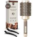 AIMIKE Round Hair Brush, Nano Thermal Ceramic & Ionic Tech, 2.1 Inch Barrel with Boar Bristles for Enhanced Texture, Golden, Hair Drying, Styling, Curling and Shine + 4 Free Clips