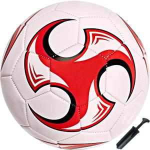 Soccer Ball Size 3,4,5 with Pump Needle Anti-Explosion Design Indoor Outdoor Suitable for Kids School Training Practice or Boys Girls Toddlers Gift (Red)