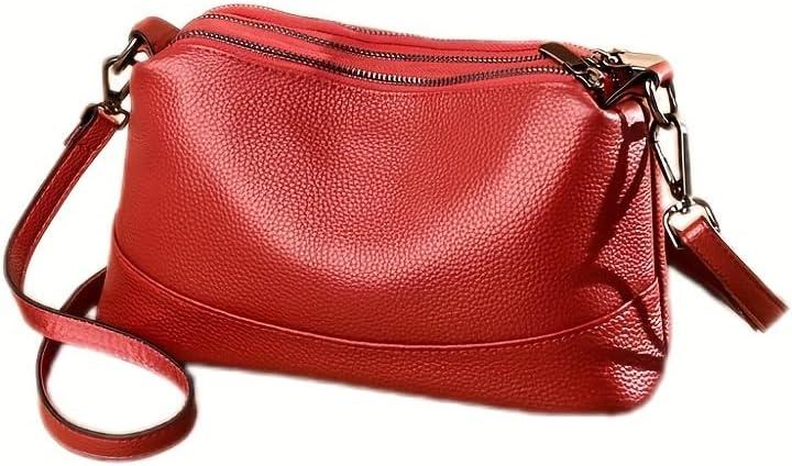 Genuine Leather Purses for Women Crossbody Bags Small Shoulder Clutch Phone Cross Body Phone Purses Handbags Trendy, Red