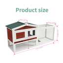 2-Story Wooden Rabbit Hutch & Chicken Coop, Indoor/Outdoor Bunny Cage with Waterproof Roof, Removable Cleaning Tray & Access Ramp for Chicken, Rabbit
