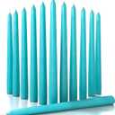CANDWAX 10 inch Taper Candles Set of 12 - Dripless Taper Candles and Unscented Candlesticks - Perfect as Dinner Candles and Household Candles - Turquoise Candle