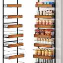 Over the Door Pantry Organizer, 8-Tier Metal Hanging Spice Rack with Adjustable Basket for Kitchen Storage