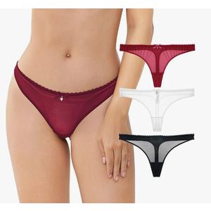Varsbaby Women's Sexy Sheer Panties Thongs Mesh G-Strings Low Rise Brief Underwear, 3-Pack S Varsbaby Women's Sexy Sheer Panties Thongs Mesh G-Strings Low Rise Brief Underwear, 3-Pack S