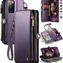 Defencase Compatible with Samsung Galaxy S20 FE 5G Case Wallet with RFID Blocking Card Holder for Women Men, PU Leather Magnetic Snap Flip Zipper Strap Wallet Phone Case Fit for Galaxy S20 FE, Purple