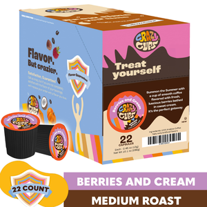 Crazy Cups Flavored Coffee Pods, Berries & Cream, Single Serve Keurig K Cups Machines, Hot or Iced & Medium Roast Coffee in Recyclable Pods, 22 Count (Pack of 1)