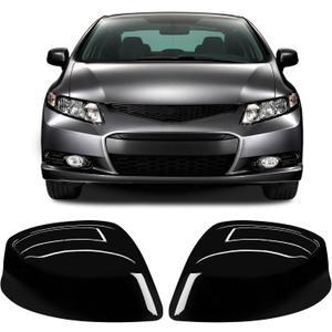 Moonlinks Compatible with 2012-2015 Honda Civic Side Mirror Cover Replacement,Glossy Black LH & RH Side Door Rearview Mirror Cap for 9th Gen Civic