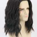 Topcosplay Men Wigs Black Short Curly Hair Funny Wigs for Man Halloween Costume Party Wig