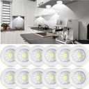Macarrie 12 Pack Wireless LED Puck Lights, Under Cabinet Lighting, 70 Lumens Portable Touch Light, Stick on Battery Powered, for Kitchen Closets Cabinets Garage Bedroom Shelf(Classic Style)