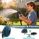 Garden Hose 50ft, Non-Expanding Water Hose Ultra Lightweight, Kink-Free Flexible Hose with 10-Pattern Nozzle, Durable & Abrasion Resistant Outdoor Hose for Yard, Lawn, Marine, RV, and Car Wash