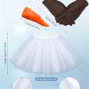 7 Pcs Christmas Snowman Costumes for Women Adult Winter Snowman Accessories Beanie Knit Hat 3 Black Faux Fur Pom Poms Carrot Nose Gloves Tutu Skirt for Holiday Cosplay Party