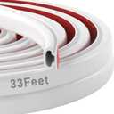 Weather Stripping Door Seal Strip, Self-Adhesive Door Weather Stripping Strip, Soundproof D Shape Waterproof Weatherstripping for Door Frame Windows Insulation (33ft, White)
