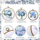 Fiwochic 3 Pcs Round Hydrangea Wall Decor Boho Vintage Flowers Wall Artwork Spring Floral House Artwork Flowers Painting Canva Print Framed Art Farmhouse Nature Hanging Boho Decor for Bedroom