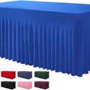 BDDC Table Skirts for Rectangle Tables 6ft - One-Piece Royal Blue Tablecloths and Skirt, Wrinkle Resistant Ruffles Elastic Cover for Banquets, Weddings, Events, Parties
