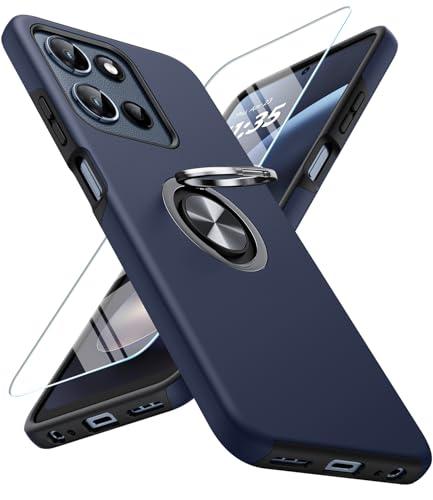JAME for Motorola Moto G 2025/2026 Case, Moto G Play 2026 Case with Screen Protector, Dual Layer Military Grade Shockproof Cover with Ring Holder Stand Kickstand Protective Phone Cover, Blue
