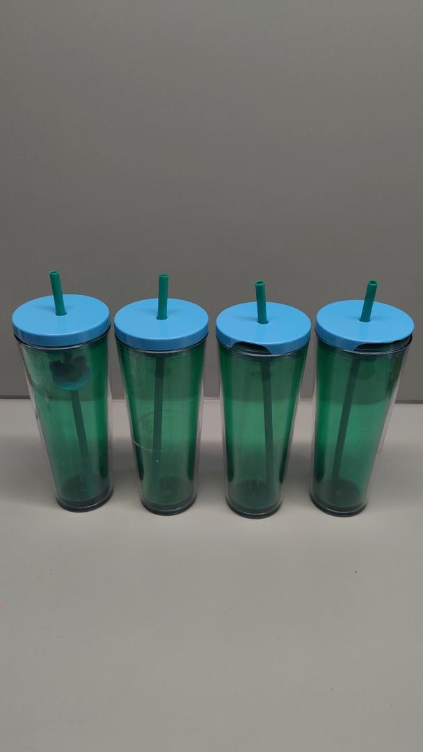 Reusable Tumbler 26oz Set with Straw, 4 Pack Double Wall Insulated Cups, Green