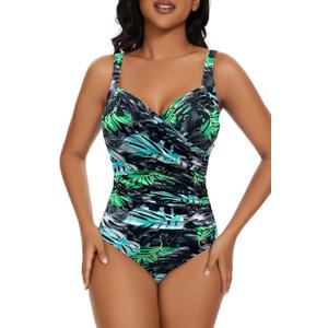 Aqua Regina Plus Size Swimsuit for Women One Piece Bathing Suit Ruched Tummy Control Adjustable Swimwear (Size X-Large Plus)