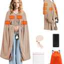 71" x 43" Wearable Heated Blanket, 20,000mAh 7.4V Power Bank, 3 Heat Levels, 11 Panels, Machine Washable, Laundry Bag & Belt (Apricot White)