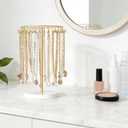 Mkono Necklace Holder Metal Jewelry Display Stand Necklace Organizer with 30 Hooks for Storage and Hanging Bracelet Keychain Home Room Decor for Women,Gold