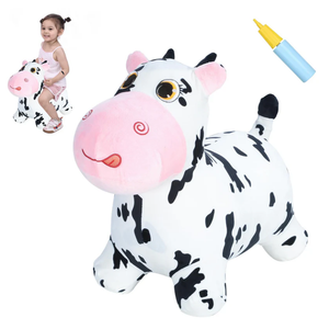 Inpany Bouncy Cow Farm Animal Hopping Toys For 2 Year Old Girl Gifts, Plush Kids Inflatable Jumping Horse, Ride On Toddler Bull Hopper, Outdoor Indoor Rubber Bouncer For 3 4 Yr Boy Birthday