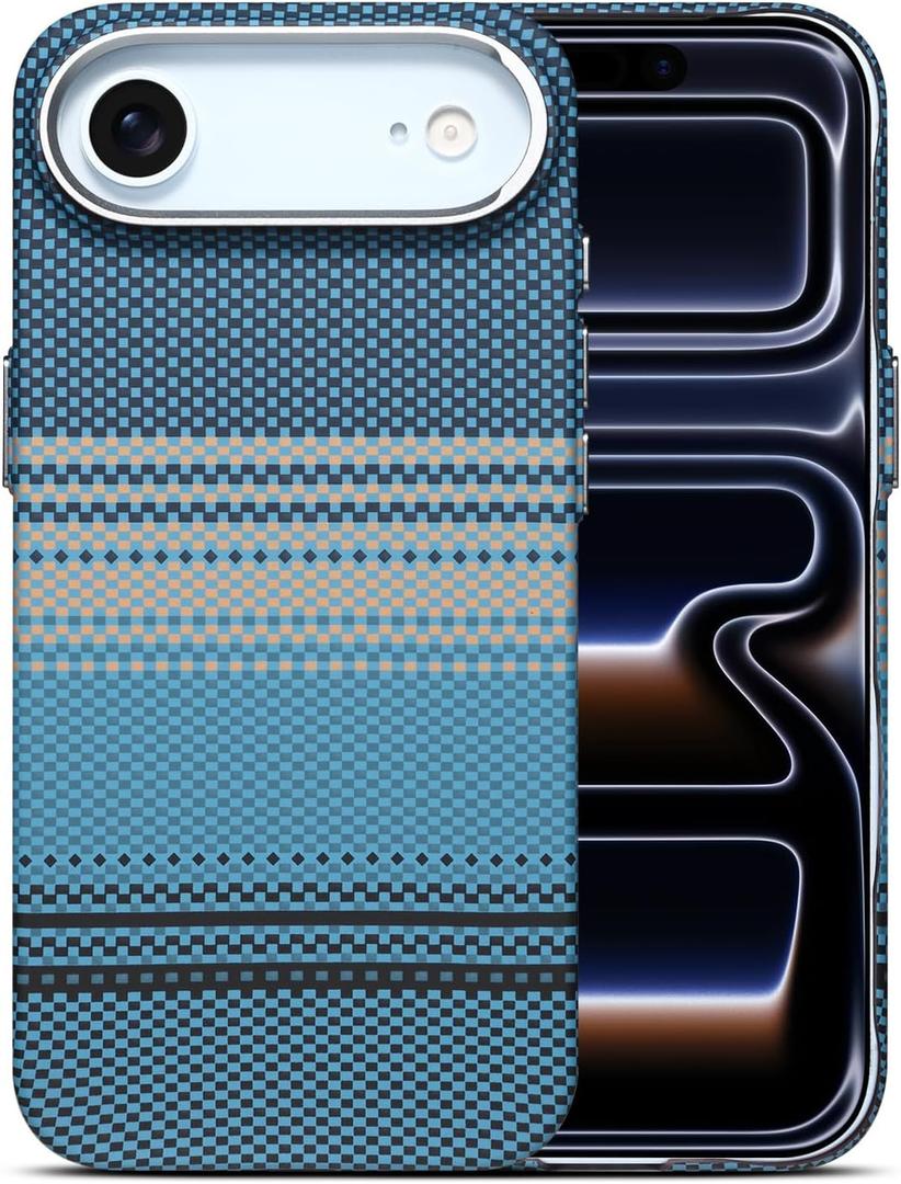for iPhone air case, Aramid Carbon Fiber Pattern Design, Fit for Magsafe, with Metal Ring Lens Protection (Blue, iPhone air)