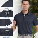 3 x Mens Golf Shirt Short Sleeve Moisture Wicking Dry Fit Performance Solid Casual Pique Collared Golf Polo Shirts for Men (Blue, L)