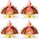 HyDren 4 Pieces Plush Turkey Stuffed Animals 8 Inch Soft Thanksgiving Turkey Bird Plush Toys Fall Autumn Harvest Thanksgiving Ornaments Party Gifts Decorations (Without hat,Pink)