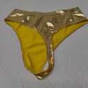 Kepblom Women's Thong Metallic Rave Bottoms Shiny High Waisted Panties for Festival Clubwear Dancing (Gold), Size XS