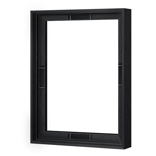 Abtgt 11x14 Canvas Floating Frame with 0.9" Deep, Black Floater Frame for Canvas Paintings with Adhesive, Vertical or Horizontal Wall Art frame for Prints Oil Painting Diamond Decor, 1 Pack.
