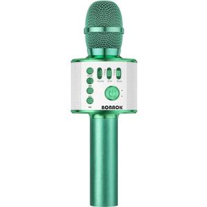 BONAOK Wireless Bluetooth Karaoke Microphone, 3-in-1 Portable Handheld Mic Speaker for All Smartphones, Gifts for Boys Kids Adults All Age Q37(Green)