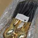 I00000 144 PCS Black Silverware Set, Plastic Silverware with Black Handle, Gold Plastic Cutlery Includes: 48 Forks, 48 Knives and 48 Spoons for Party or Dinner& Wedding