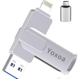 MFi Certified 512GB Flash Drive for iPhone & iPad, High-Speed Photo Stick for External Memory Storage, Backup & Transfer Files, USB Stick for iPhone/iPad/iOS/Android/PC (Space: ~484GB),Silver