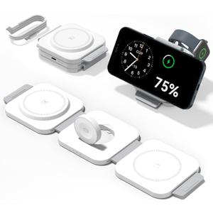 3 in 1 Charging Station for Apple Multiple Devices, Foldable Magnetic Fast Wireless Charger Dock, Travel Charging Pad for iPhone 17 16 15 14 13 12 Pro Max Plus Apple Watch Series & AirPods 4/3/2/Pro