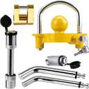 Trailer Hitch Security Lock Set Including Yellow U-Shaped Universal Ball Hitch Lock, 1/2" and 5/8" Receiver Hitch Pin Lock, Golden Trailer Hitch Lock Coupler Locking Pin, Share The Same 2 Keys